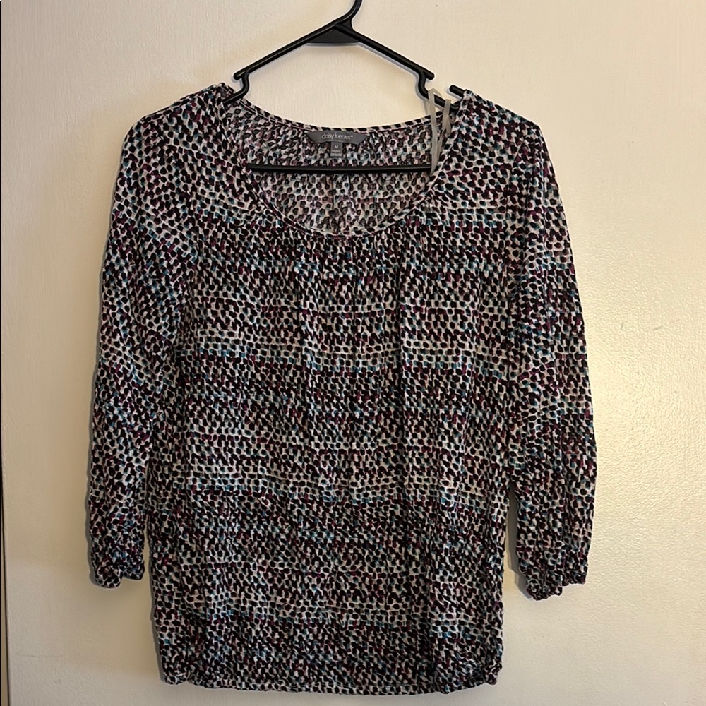 Daisy Fuentes Multicolored Smocked Top